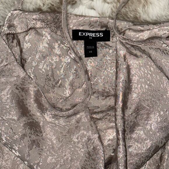 Express Neutral Cowl Neck Satin Midi Dress | Sz XS - Picture 4 of 4